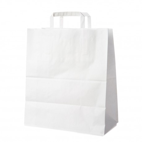 Papírové tašky 40+16x45cm bílé/150ks 47040