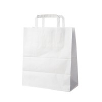 Papírové tašky 26+14x32cm bílé/250ks 47028