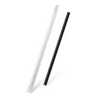 Papírové slámky Jumbo černé jednotlivě balené 25cm/100ks 40939