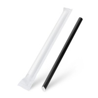 Papírové slámky extra Jumbo černé hygienicky balené 21cm/100ks 40999