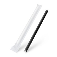 Papírové slámky extra Jumbo černé jednotlivě balené 21cm/100ks 40999