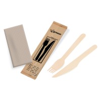 Dřevěný nůž + vidlička hygienicky balené/60ks 40021