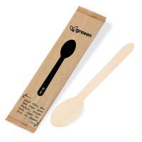 Dřevěná lžíce jednotlivě balená 16cm/100ks 40026