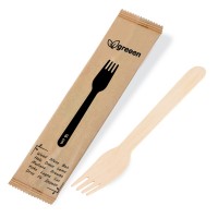 Dřevěná vidlička jednotlivě balená 16cm/100ks 40027