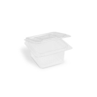Miska s víčkem hranatá rPET 375ml/50ks 77703