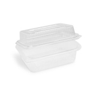 Miska s vypouklým víčkem hranatá rPET 750ml/50ks 77708