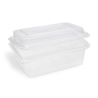 Miska s vypouklým víčkem hranatá rPET 1500ml/50ks 77716