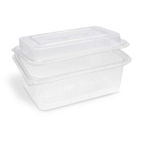 Miska s vypouklým víčkem hranatá rPET 2000ml/50ks 77721