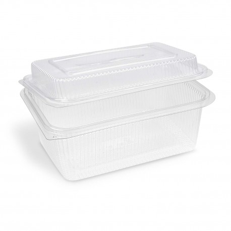 Miska s vypouklým víčkem hranatá PET 2000ml/50ks 77721