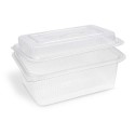 Miska s vypouklým víčkem hranatá rPET 2000ml/50ks 77721