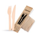 Dřevěný nůž + vidlička hygienicky balené/50ks 40031