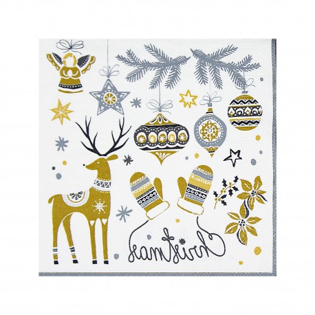 Ubrousky 33x33cm 3-vrstvé Vánoce/20ks 84191