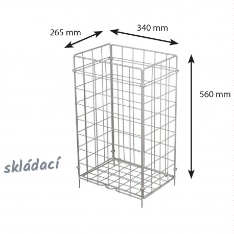Skládací drátěný odpadkový koš 50 litrů bílý 60995