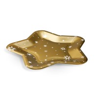 Papírové talíře tvar hvězdy zlaté 25cm/6ks 65260