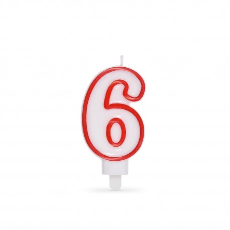 Číslová svíčka se stojánkem "6" 75mm 37006