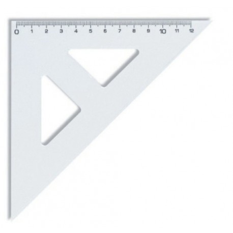 Trojúhelník s kolmicí 16cm transparentní