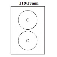 Etikety na CD/DVD 118/18mm 2ks x 100 listů A4 VÝPRODEJ