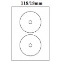 Etikety na CD/DVD 118/18mm 2ks x 100 listů A4 VÝPRODEJ
