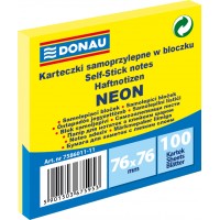 Samolepicí bloček Donau 76x76mm 100 listů neonově žlutý