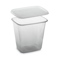 Miska hranatá průhledná 500ml + víčko/250ks PP507