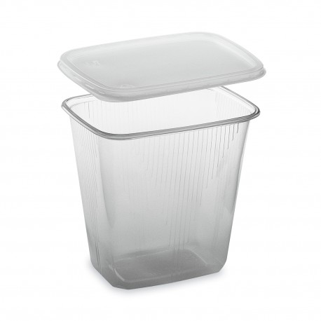 Miska hranatá průhledná 500ml + víčko/250ks PP507